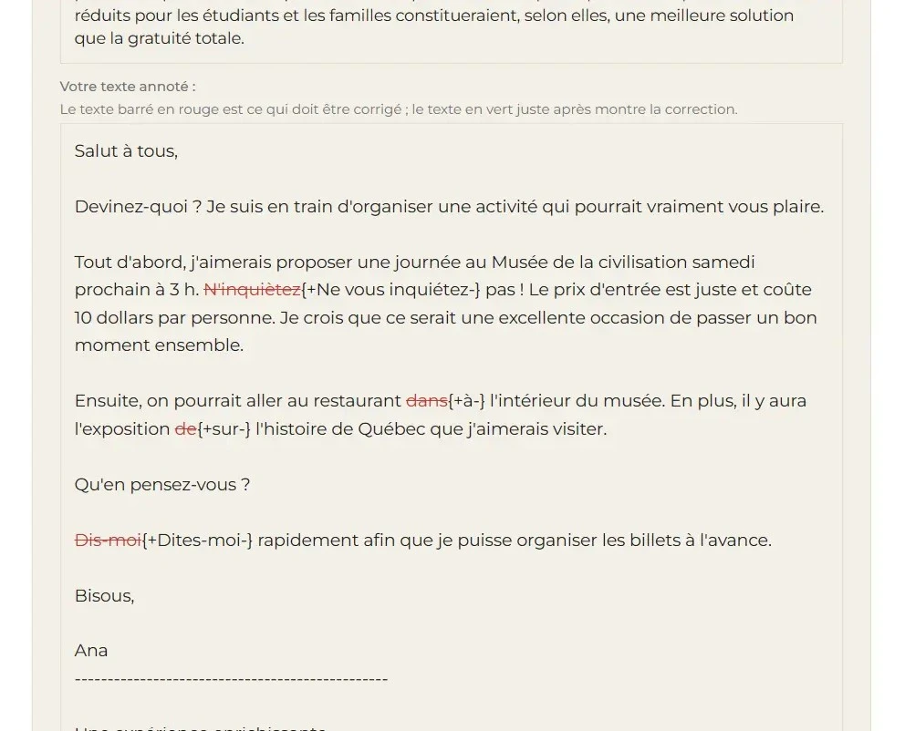 Correção detalhada dos seus textos